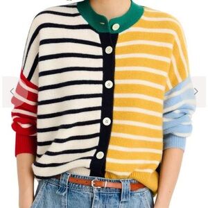 Alex Mill Nico Striped Colorblock Button-Up Sweater Cardigan - Medium